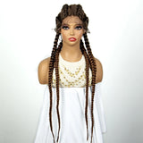 36" 27/613 Blonde Cornrow Braided Wig | Lace Frontal Box Braids | Synthetic Wig with Baby Hair for Black Women