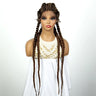 36" 27/613 Blonde Cornrow Braided Wig | Lace Frontal Box Braids | Synthetic Wig with Baby Hair for Black Women