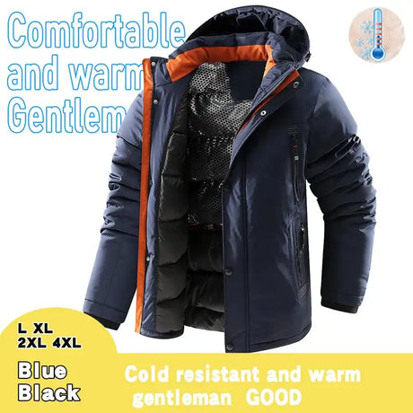Winter Men Long Snow Hooded Parkas Man Mountain Ski Thermal Coats Men -30 Degree Thicken Windbreaker Down Padded Jacket Clothing - Lootquake