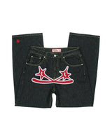 Streetwear Jeans Y2K Men Women Clothes Harajuku Hip Hop Letter Embroidered Vintage Blue Baggy Jeans High Waist Wide Leg Trousers - Lootquake