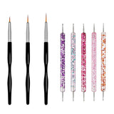 5/20Pcs Nail Art Brush Design Tip Painting Drawing Carving Dotting Pen FlatFan Liner Acrylic Gel UV Polish Manicure Tools