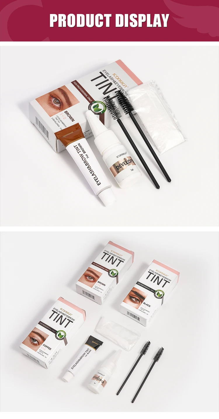 Kit de tinte para pestañas ICONSIGN para cejas, resistente al agua, 15 minutos de duración, para realzar las cejas y mantener el maquillaje de larga duración.