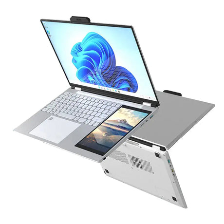 CRELNADER Dual Screen Laptop 7 Inch Touch Screen Metal Case RGB Backlit Fingerprint Unlock Window 11 Ultrathin Laptops Notebook - Lootquake