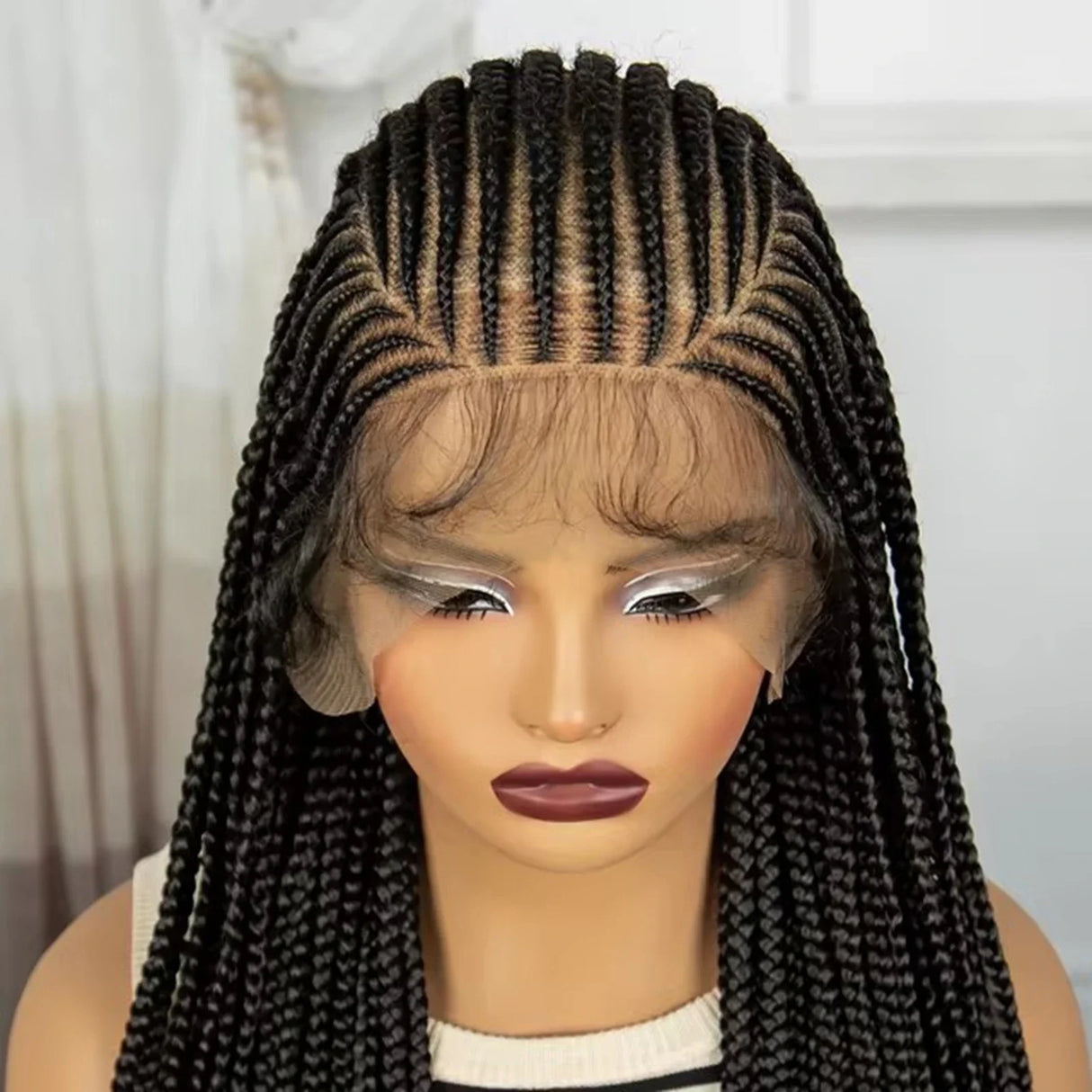 36" Cornrow Braids Wig | Transparent Full Lace Front | Baby Hair