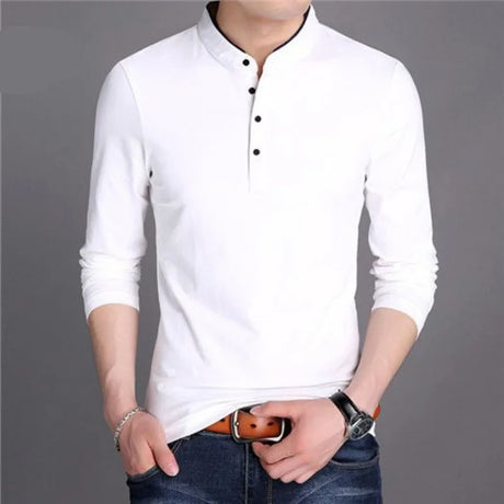Unicolor Pullover Gym Mens Polo Shirts 100℅ Cotton Plain Male Sweatshirts Quotes Long Sleeve Regular Fit Designer Korean Autumn - Lootquake