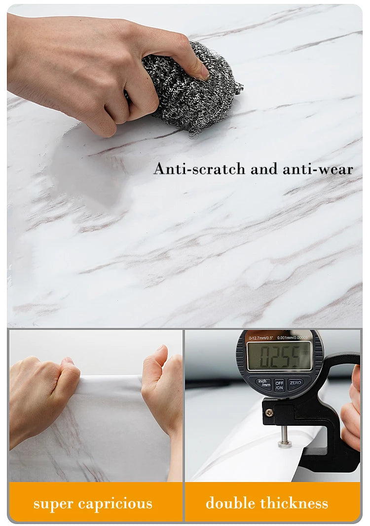 Film autocollant en marbre résistant à l'huile pour cuisine, 40 cm, imperméable, pour plan de travail, rénovation de meubles, carrelage mural