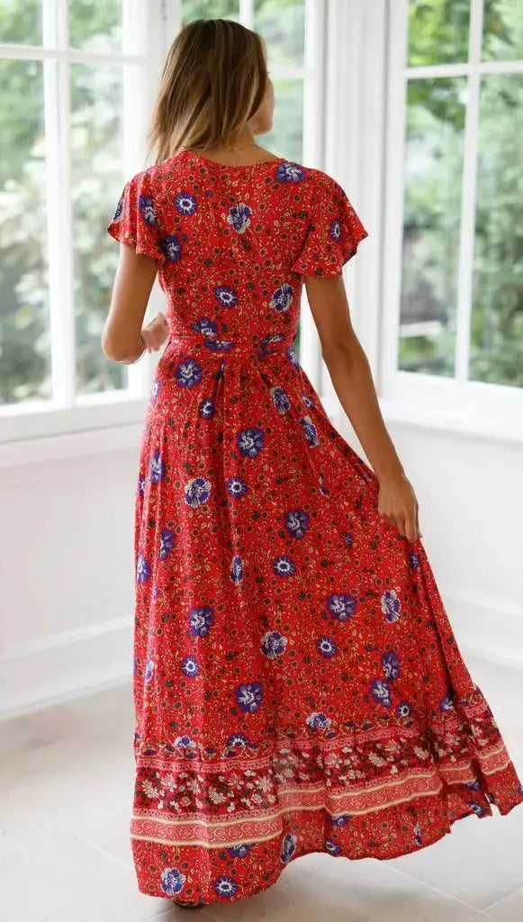 Vestido largo sexy con estampado de vacaciones de verano 2024 para mujer