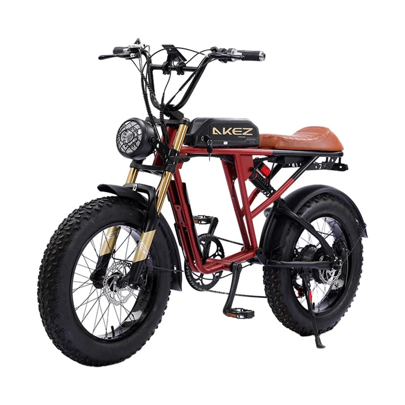 Bicicleta eléctrica retro de 1500 W, 48 V, 36 Ah, 20 x 4 pulgadas, neumáticos anchos, para montaña y nieve, AKEZ, motocicleta para adultos.