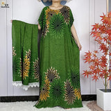 2024 Latest Muslim Sets Women Clothing Cotton Floral Loose Dashiki Long Dress African Abaya Dubai Traditional Islamic Clothing