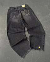 2024 New American Trend Retro Hip-hop Embroidery Pattern Baggy Jeans For Men And Women Y2K Harajuku Gothic Wide Pants Streetwear - Lootquake