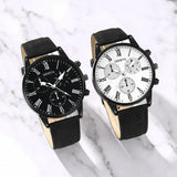 2PCS Set Couple Fashion Casual Leather Watches Ladies Simple Dial Quartz Wristwatches Dress Clock Montre Femme - Lootquake