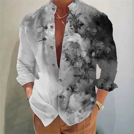 Men's shirt long-sleeved colorful fashion cardigan shirt Hawaiian 3D printed shirt XS-6XL super large size shirt soft fabric - Lootquake