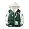 2024 Winter Men's Jacket Japanese Harajuku Fake 2 Pice Thickened Down Cotton Padded Coat Fashionable Student Warm Baseball Parka - Lootquake