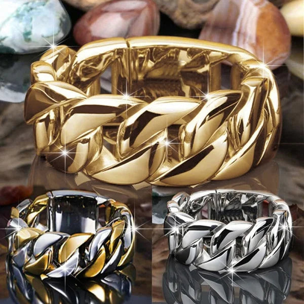 Mens Jewellery Hip Hop Punk Stainless Steel Rings for Men Luxury Cross Twist Chain Gold Jewelry for Women Gifts Anillo Hombre - Lootquake
