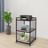 3-Tier Printer Stand Solid Wood & Iron, 44lbs Capacity, Space-Saving Design, Ideal for Office & Home Storage, Durable & Stylish