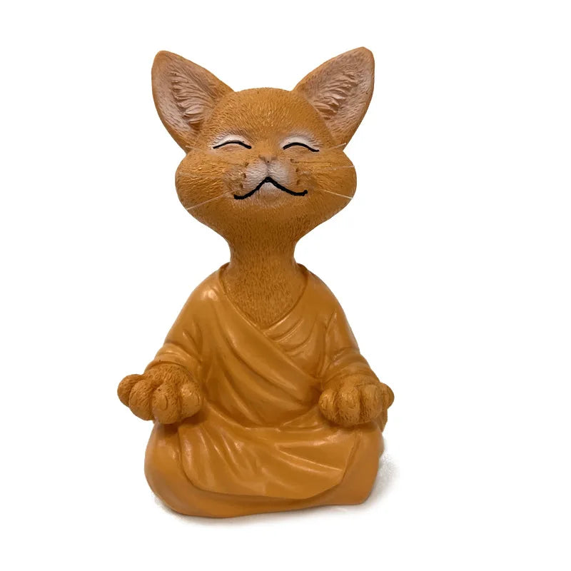 Meditation Cat Sculpture Garden Decoration Resin Yoga Sitting Zen Cat Home Ornament Outdoor Garden Figurine Home Decorations