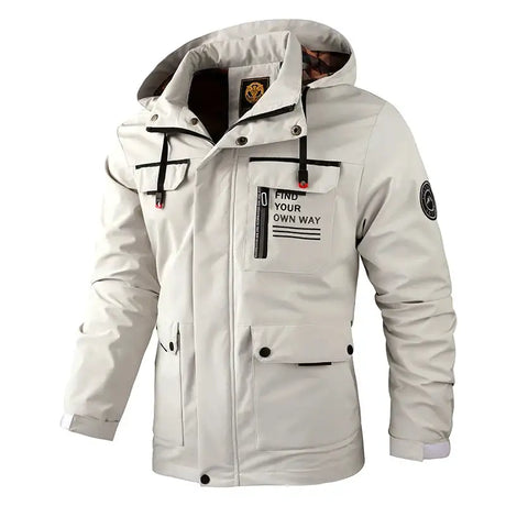 Fashion Men Casual Windbreaker Jacket Hooded Jacket Man Waterproof Outdoor Soft Shell Winter Coat Clothing Warm Fleece Thick - Lootquake