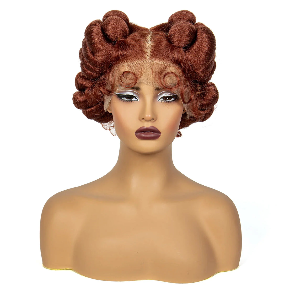 1B/30 Ombre Full Lace Handmade Bantu Braided Wig | Short Synthetic Knotless Braids with Transparent Lace