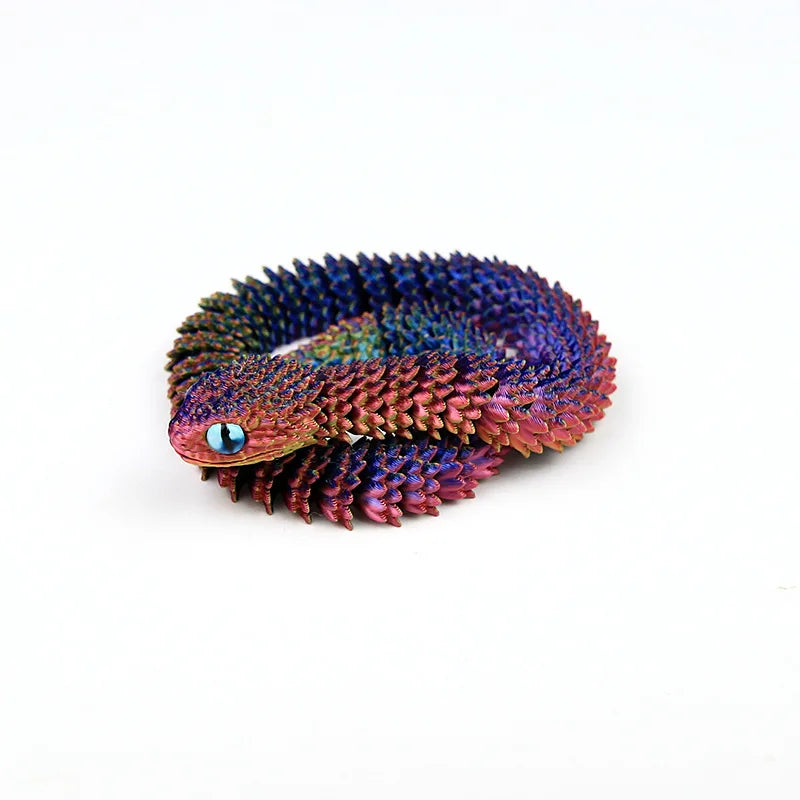Snake Sculpture Articulated Snake Decor Articulated Animals Figurine with Movable Joints 3D Printed Model Home Desktop Ornament