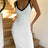 Knit Suspender Split Long Dress Women 2024 New Sleeveless Block Color Beach Vacation V-Neck Knitwear Bodycon Sexy Dresses - Lootquake