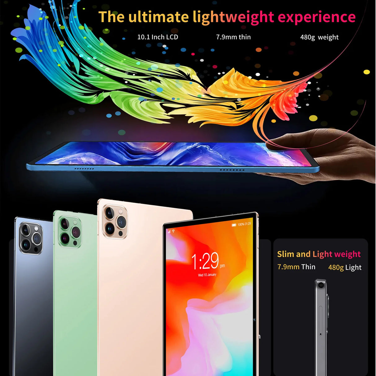 Nouvelle tablette Android 10,1 pouces mondiale avec huit cœurs, 4 Go 64 Go ROM, deux caméras, deux cartes SIM, tablette 3G, Android 11