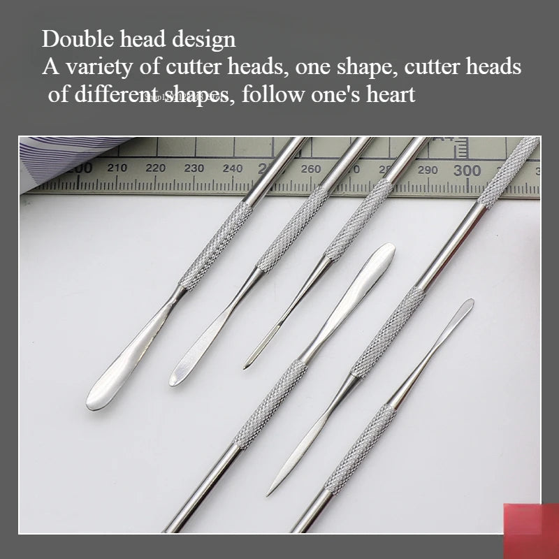 Clay Sculpture Double Head Eye Cutter/Handmade DIY Stone Sculpture Polymer Clay Spatula Carving Stainless Steel Tool Scraper