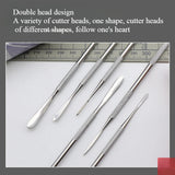 Clay Sculpture Double Head Eye Cutter/Handmade DIY Stone Sculpture Polymer Clay Spatula Carving Stainless Steel Tool Scraper