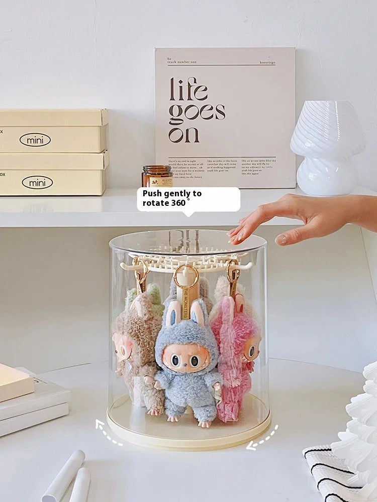 Labubu Pendant Display Box Rotating Transparent Labubu Doll Handmade Storage Display Stand Decorat Ornaments Collection Gifts