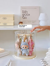 Labubu Pendant Display Box Rotating Transparent Labubu Doll Handmade Storage Display Stand Decorat Ornaments Collection Gifts