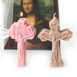 Moule en silicone 3D en forme de croix de Jésus pour bougie, moulage en résine pour perles aromatiques, savon, décoration artisanale, cadeau
