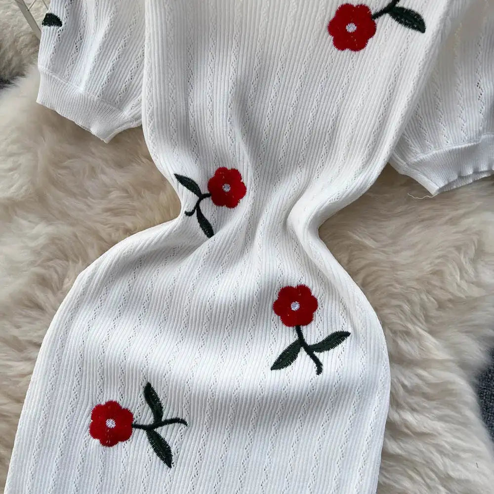 Crochet Dresses Knit Cut Out Dress Jurk Dames Beach Dresses for Women 2023 Short Sleevel Female Vestidos Mujer Maxi Long Dress - Lootquake