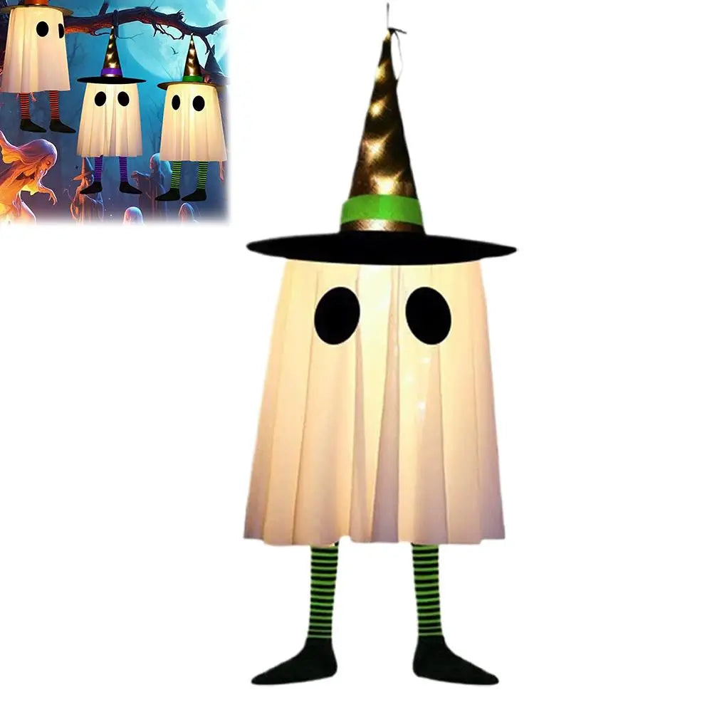 LED Witch Hat Halloween Decor - Glowing Hanging Ornament, Spooky Party Decoration for Haunted House & Witchcraft Theme