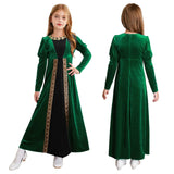 Girls Velvet Medieval Princess Dress Long Sleeve Renaissance Retro Robe Ancient Roman Long Dress for Halloween Carnival Party