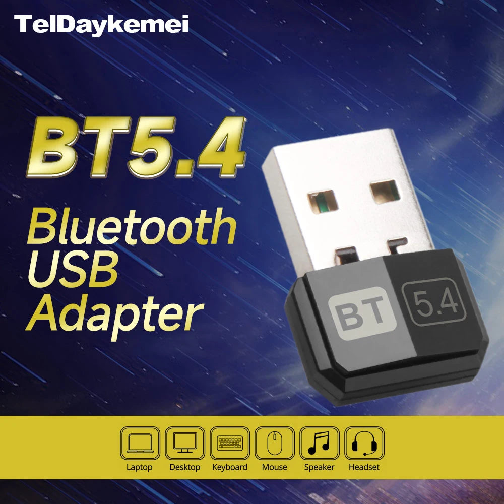 Adaptador USB Bluetooth 5.4 5.3 Dongle para PC, altavoz, ratón inalámbrico, teclado, música, audio, receptor, transmisor, unidad gratuita