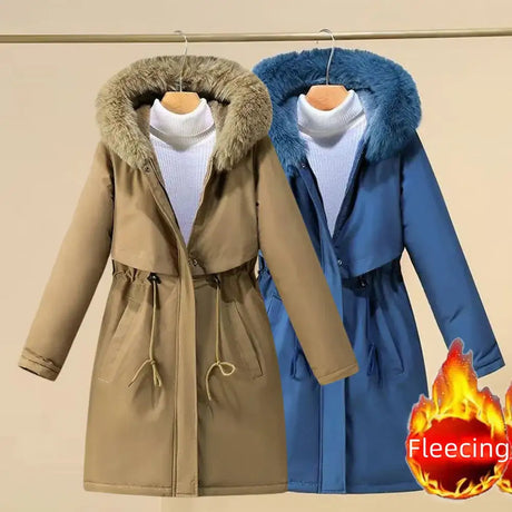 New In Coats & Jackets Women's Winter Padded Jacket Loose Casual Outerwears Fleece Hodded Windbreaker Elegant Office Lady's Coat - Lootquake