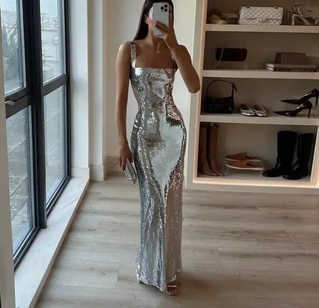 Women's Dresses Fashion Summer Suspender Backless Glitter Long Dress for Women - Lootquake