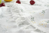 Cotton Table Cloth Round Tablecloth with Tassel Dust-Proof Floret Circular Table Cover for Kitchen Dinning Room Tabletop Decor