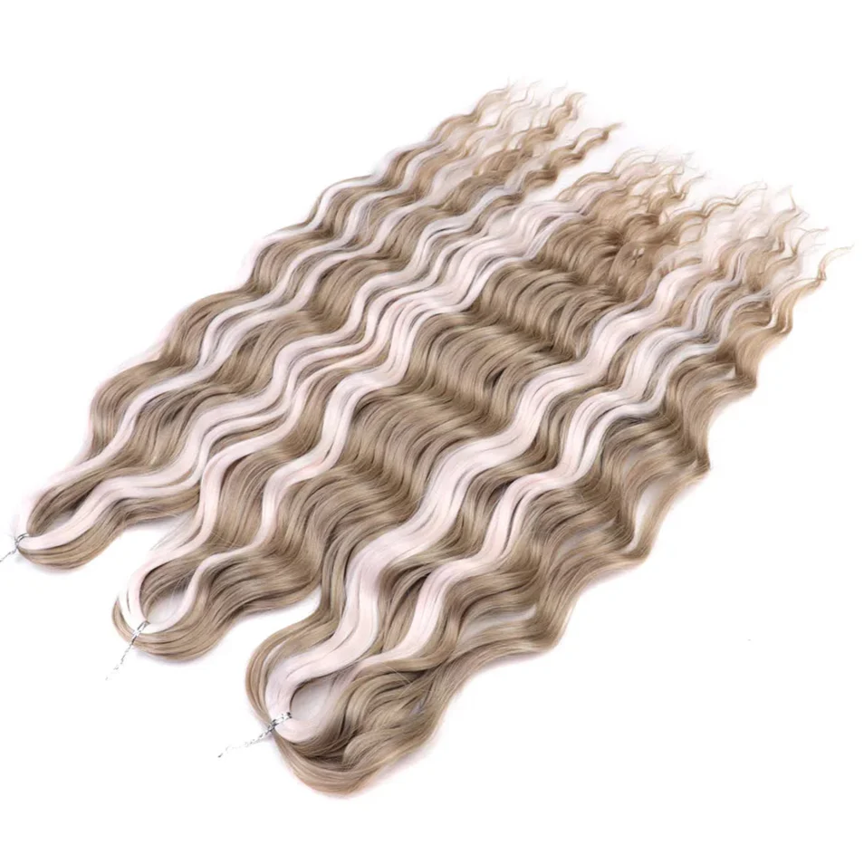 24" Orange Twist Crochet Hair | Synthetic Deep Wave Braiding Hair Extensions | Water Wave Hair | Heat Resistant Fiber | 60 Strands/Pack