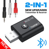 Receptor y transmisor de audio Bluetooth 5.0 2 en 1, adaptador inalámbrico de música estéreo con entrada AUX USB de 3,5 mm y micrófono para coche, altavoz, TV y PC.