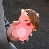 Funny True Braided Hair Loopy Cartoon Silicon Soft Back Phone Case
