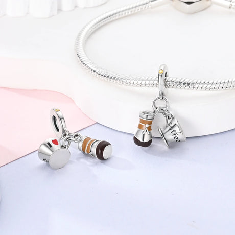 Coffee Cup Charms 925 Silver Beads For Woman Fit Original Bracelet Making Fashion Jewelry - Lootquake