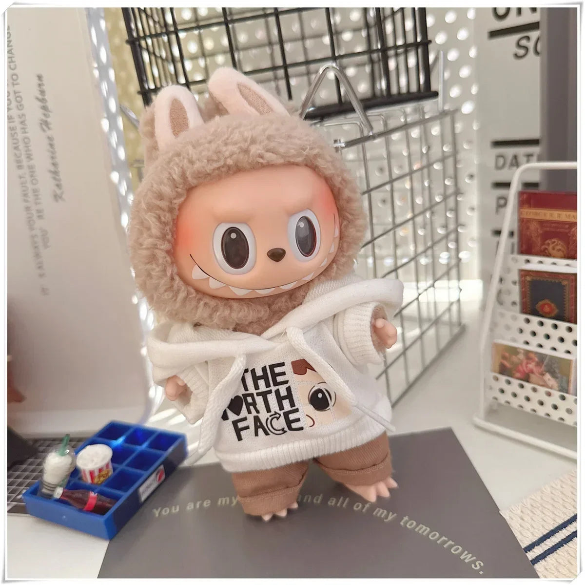 Vêtements de poupée Labubu, ensemble sweat à capuche et pantalon tendance, accessoires pour poupées Labubu Idol V1 V2, peluche universelle de 15/17 cm