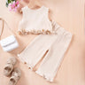 Summer Kids Cotton Casual 2pcs Toddler Girls Solid Color Sleeveless Top + Ruffle Pants Set Comfortable Fashion Hot Sale - Lootquake