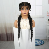 36" Blonde Twisted Braids Wig | Transparent Lace Front | Baby Hair