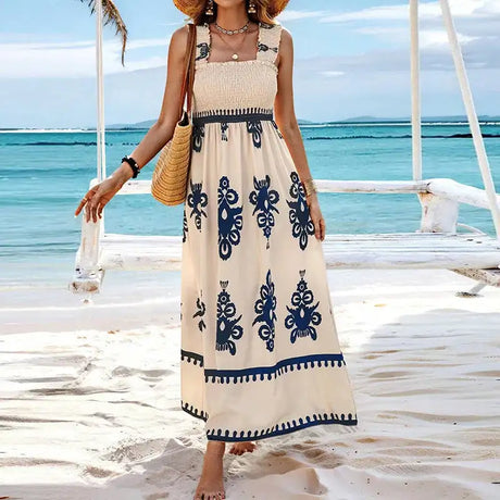 Summer Holiday Dress Women Casual Sleeveless A-Line Party Long Dress Boho Casual Sleeveless Party Dress 2024 - Lootquake
