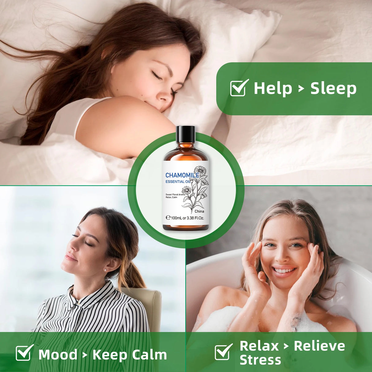 Huiles essentielles de camomille 100 ml, huile florale 100 % pure pour diffuseur, humidificateur, massage, Saint-Valentin, cadeaux pour les mères et les pères
