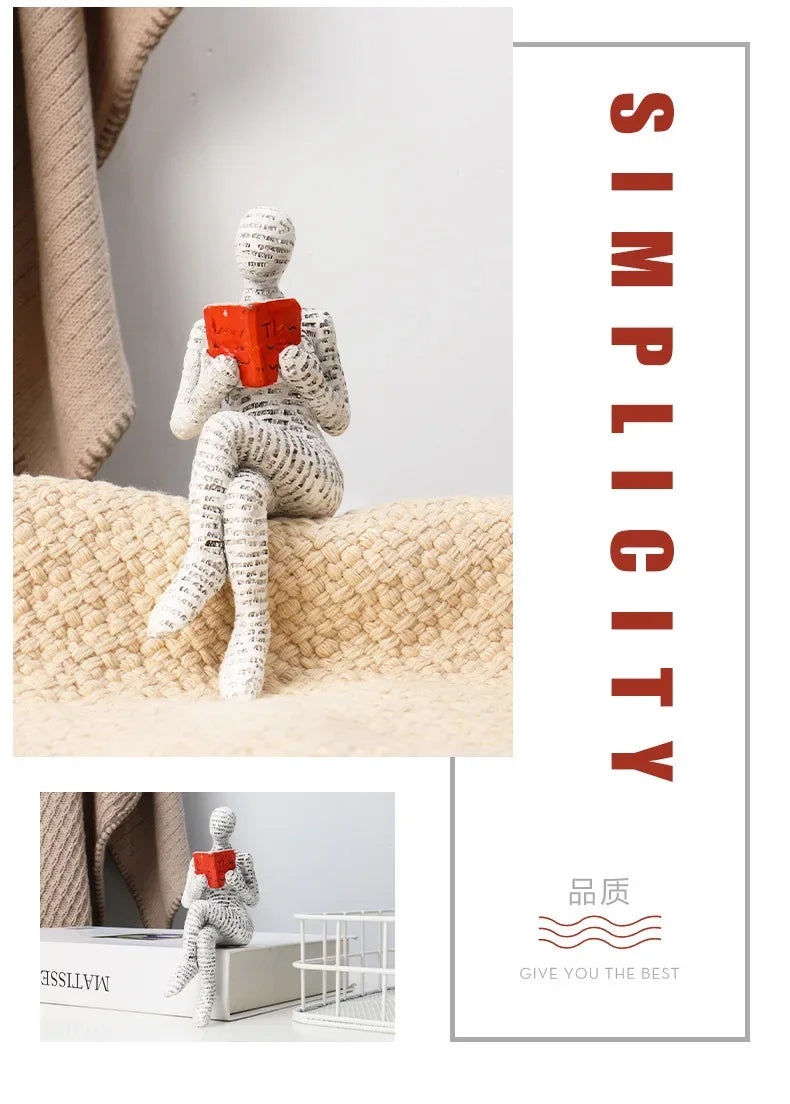 Estatua de pensadora creativa, mujer lectora artística, diseño moderno para el hogar, la oficina, estantería, mueble de TV, decoración y adorno de escritorio.