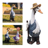 Estatua de pato de resina para jardín, escultura, figurita, adorno decorativo para patio