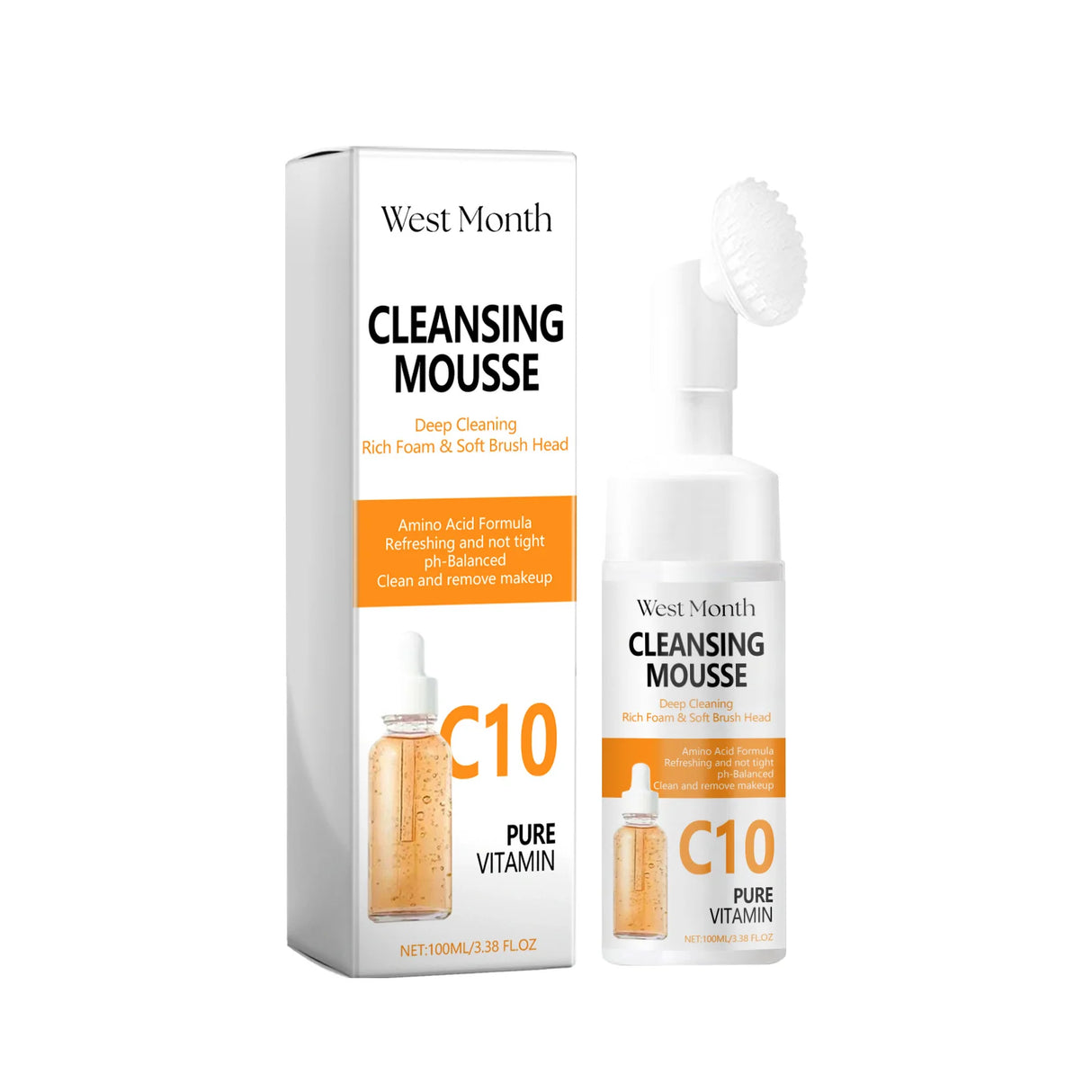 Limpiador facial con vitamina C, limpieza suave, antiacné, control de grasa, reducción de poros, iluminador, hidratante, limpiador facial con aminoácidos.