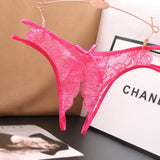 Poblador Sexy Lingerie Women's Panties Crotch Opening Transparent G-strings Thongs Solid Bowknot Underwear for Women Lace Pantys - Lootquake